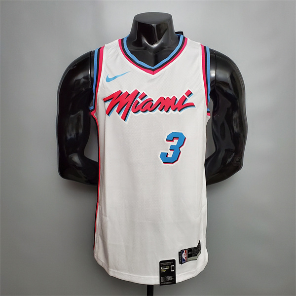 Camisetas Miami Heat (Wade #3) Blanco V-collerette