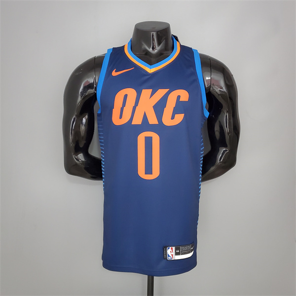 Camisetas Oklahoma City Thunder (Westbrook #0) Azul Stripes