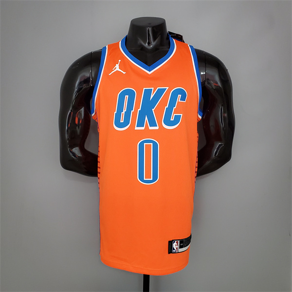 Camisetas Oklahoma City Thunder (Westbrook #0) Naranja Jordan