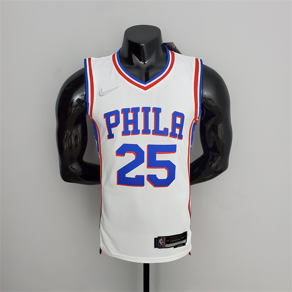 Camisetas Philadelphia 76ers (Simmons #25) Blanco 75th Anniversary