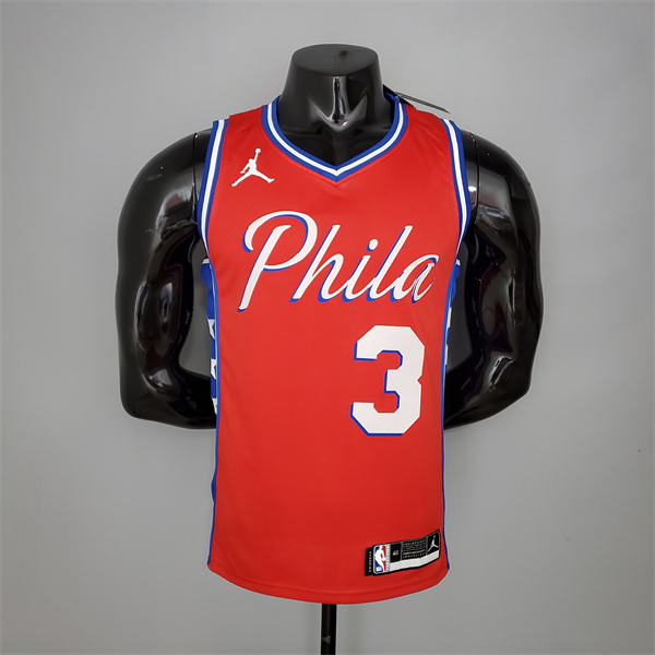 Camisetas Philadelphia 76ers (Iverson #3) 2021 Rojo Jordan Themed