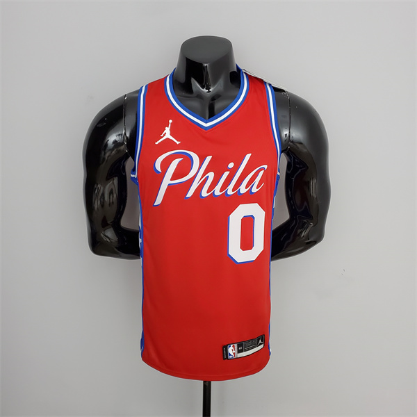 Camisetas Philadelphia 76ers (Maxey #0) 2021 Rojo Jordan Themed