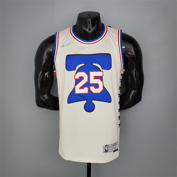 Camisetas Philadelphia 76ers (Simmons #25) 2021 Beige Bonus Edition