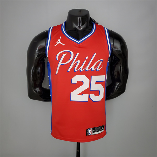 Camisetas Philadelphia 76ers (Simmons #25) 2021 Rojo Jordan Themed