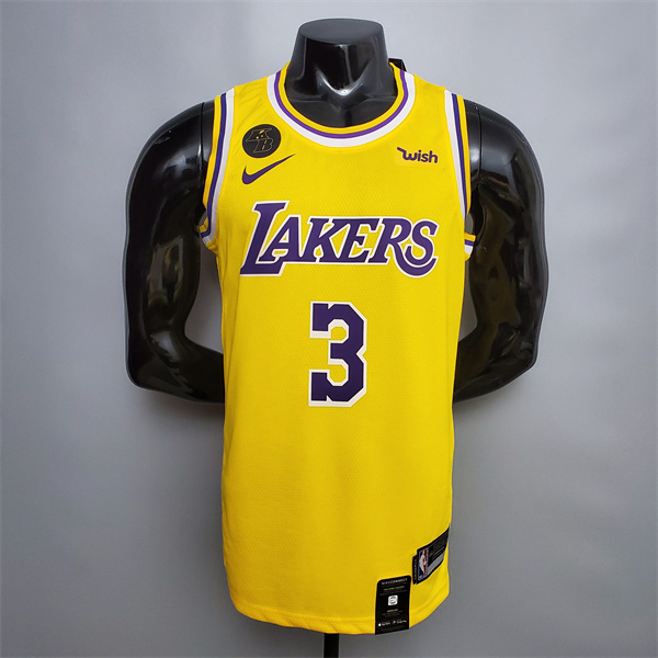 Camisetas Los Angeles Lakers (Davis #3) Amarillo Encolure Ronde Commemorative Edition
