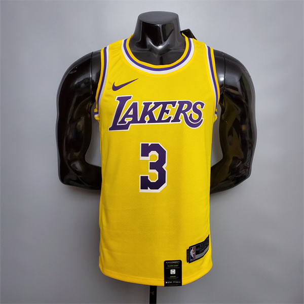 Nueva Camisetas Los Angeles Lakers (Davis #3) Amarillo Encolure Ronde