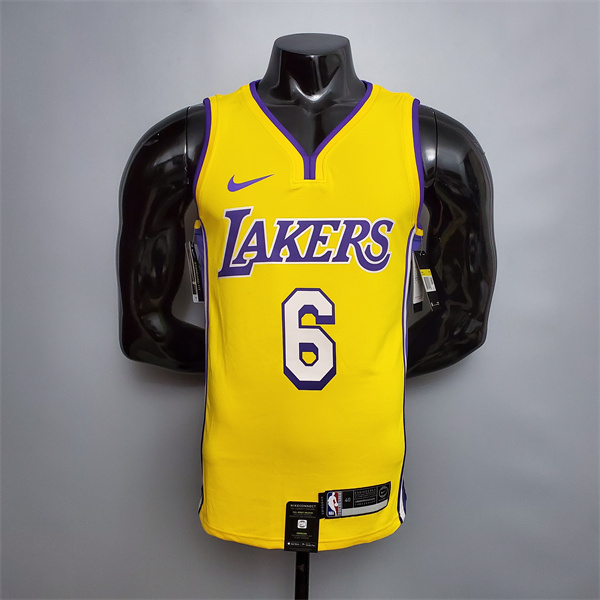 Camisetas Los Angeles Lakers (James #6) Amarillo V-collerette City Edition