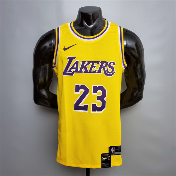 Camisetas Los Angeles Lakers (James #23) Amarillo Encolure Ronde