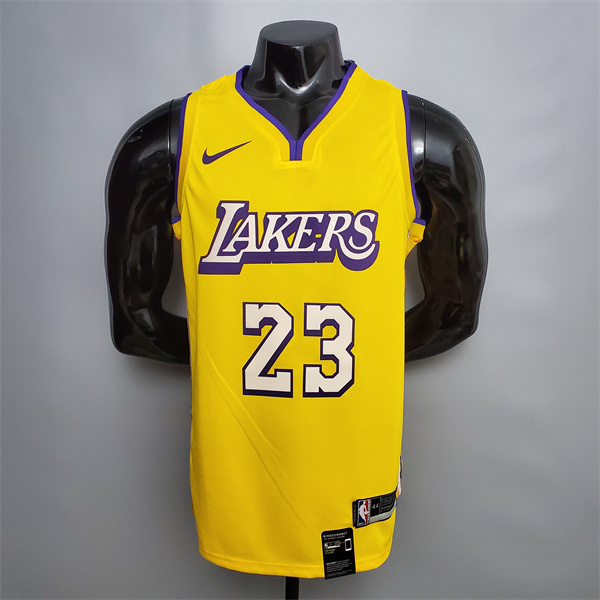 Camisetas Los Angeles Lakers (James #23) Amarillo V-collerette City Edition