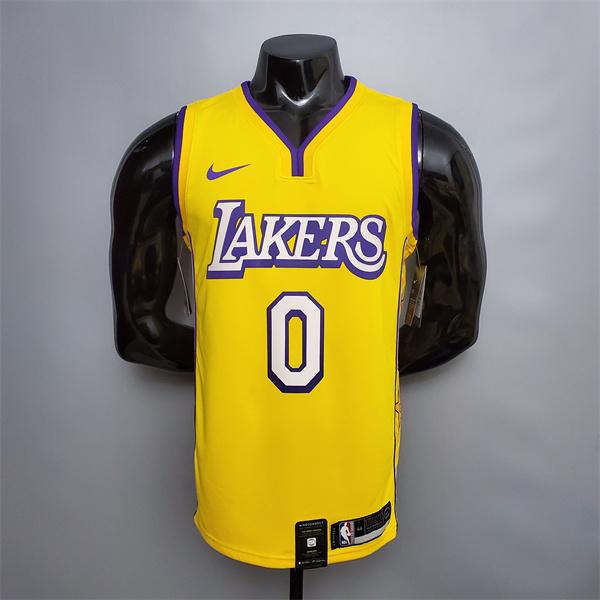 Camisetas Los Angeles Lakers (Kuzma #0) Amarillo V-collerette City Edition