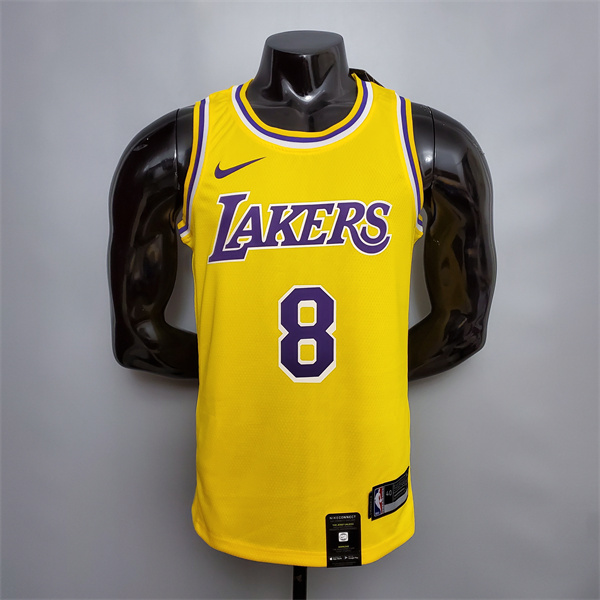 Camisetas Los Angeles Lakers (Bryant #8) Amarillo Encolure Ronde Commemorative Edition