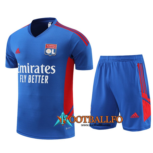 Camiseta Entrenamiento + Cortos Lyon Azul 2022/2023