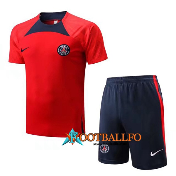Camiseta Entrenamiento + Cortos PSG Rojo/Negro 2022/2023