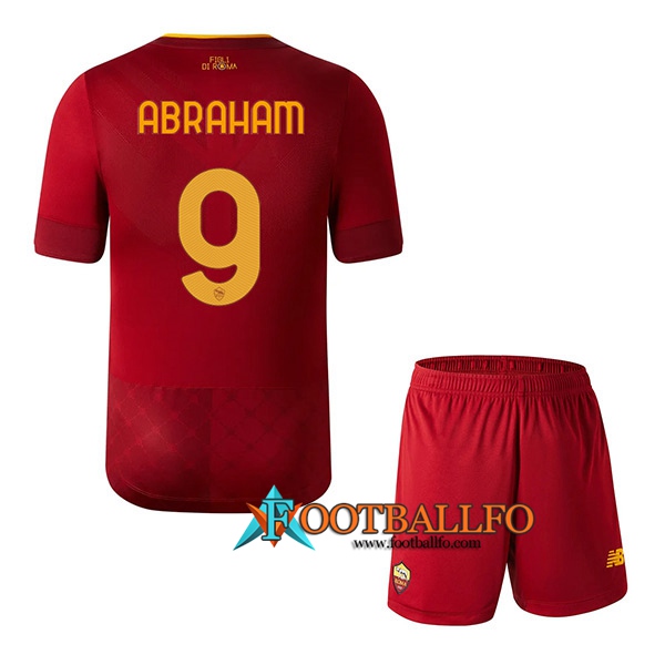 Camisetas De Futbol AS Roma (ABRAHAM #9) Ninos Primera 2022/23
