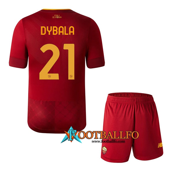 Camisetas De Futbol AS Roma (DYBALA #21) Ninos Primera 2022/23