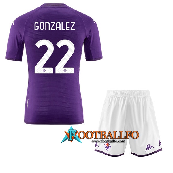 Camisetas De Futbol ACF Fiorentina (GONZALEZ #22) Ninos Primera 2022/23