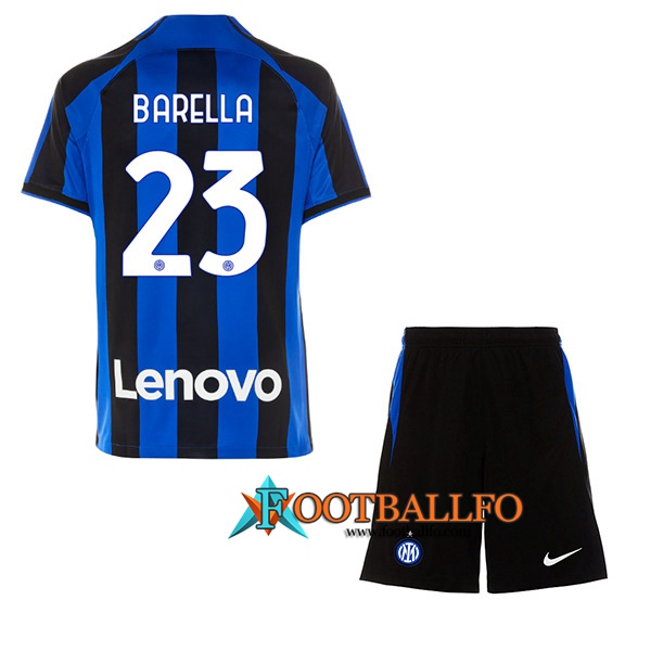 Camisetas De Futbol Inter Milan (BARELLA #23) Ninos Primera 2022/23