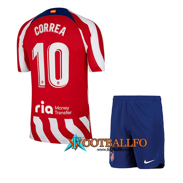 Camisetas De Futbol Atletico Madrid (CORREA #10) Ninos Primera 2022/23