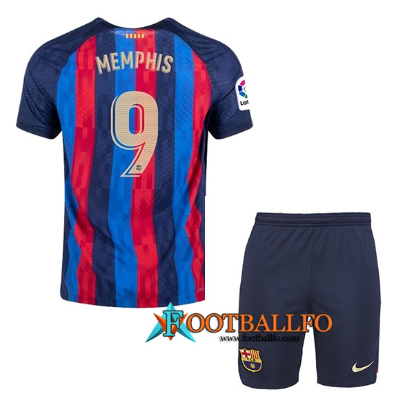 Camisetas De Futbol FC Barcelona (MEMPHIS #9) Ninos Primera 2022/23