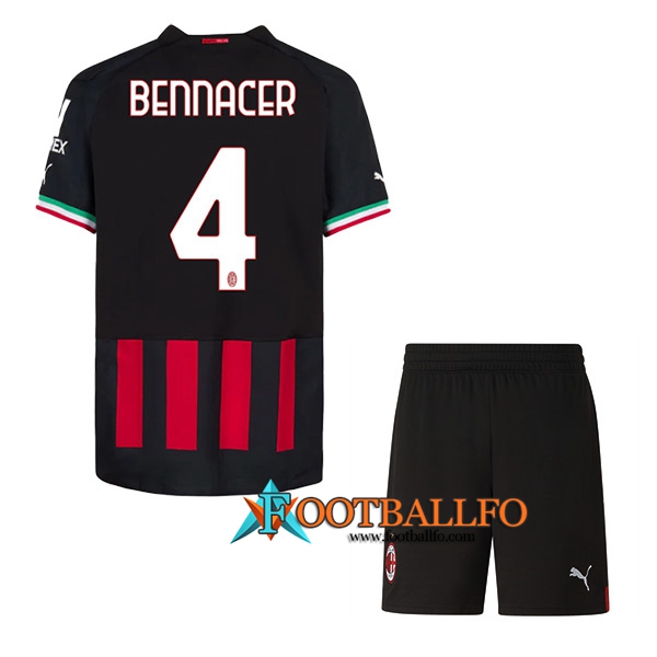 Camisetas De Futbol AC Milan (BENNACER #4) Ninos Primera 2022/23