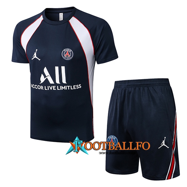 Camiseta Entrenamiento + Cortos PSG Jordan Azul Marin/Blanco 2022/2023