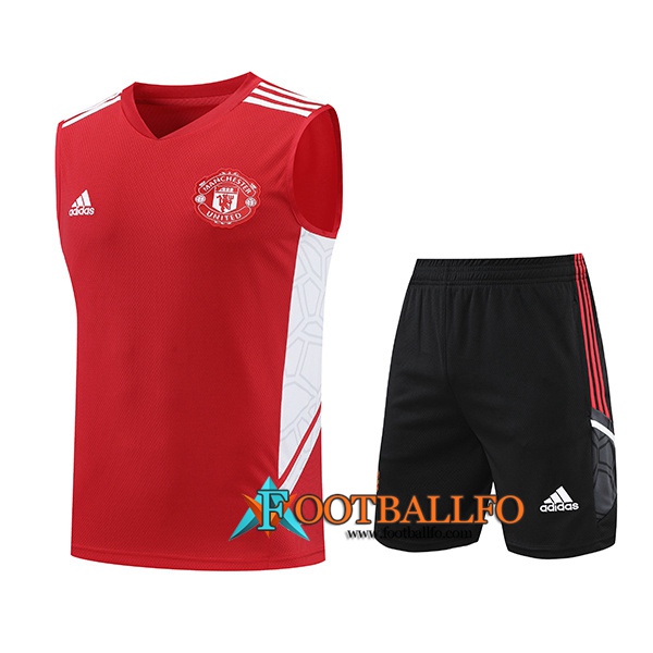 Camiseta Entrenamiento sin mangas + Cortos Manchester United Blanco/Rojo 2022/2023