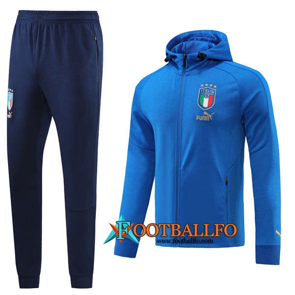 Chaqueta Con Capucha Chandal Italia Azul 2022/2023