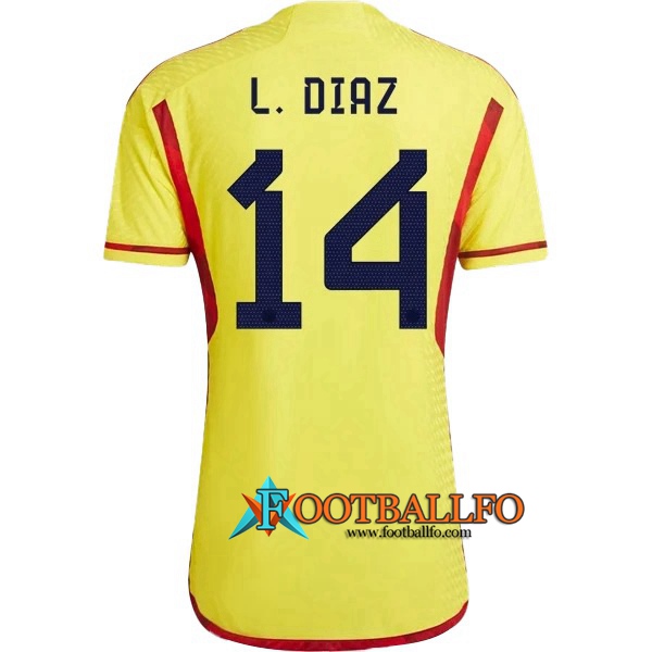 Camiseta Equipo Nacional Colombia (L. DIAZ #14) 2022/2023 Primera