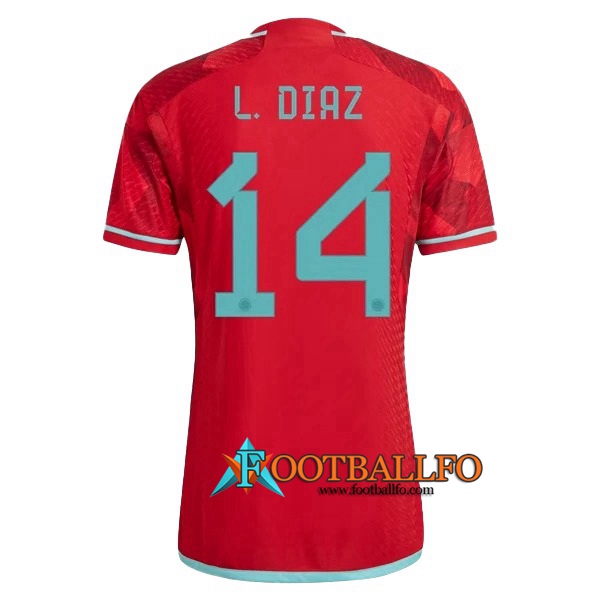 Camiseta Equipo Nacional Colombia (L. DIAZ #14) 2022/2023 Segunda
