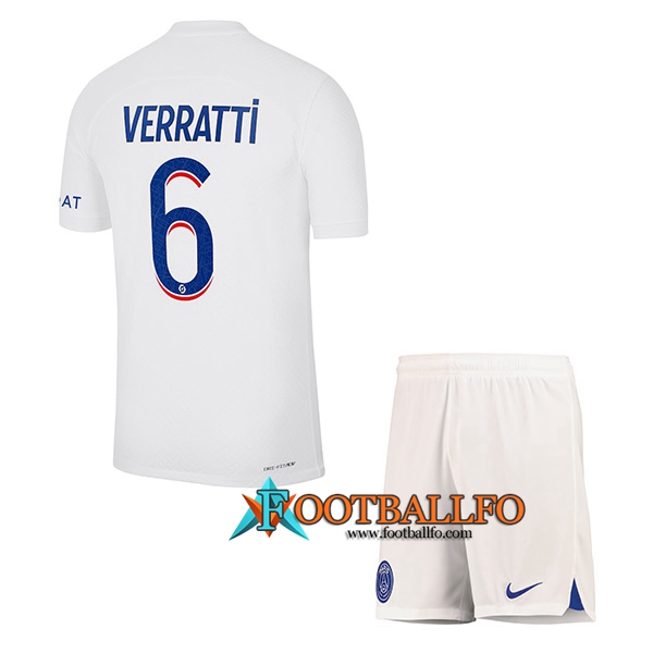 Camisetas De Futbol PSG (VERRATTI #6) Ninoss Tercera 2022/2023