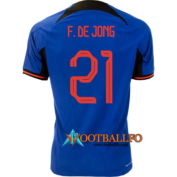 Camisetas De Futbol Países Bajos (F.DE JONG #21) Copa Del Mundo 2022 Segunda