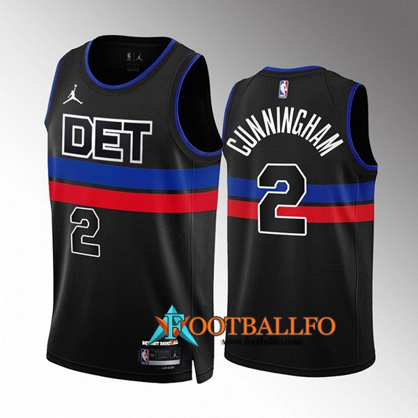 Camisetas Detroit Pistons (CUNNINGHAM #2) 2022/23 Negro