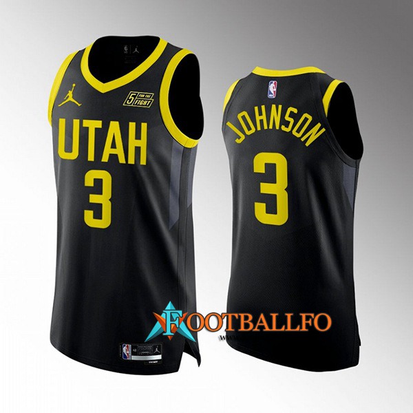 Camisetas Utah Jazz (JOHNSON #3) 2022/23 Negro