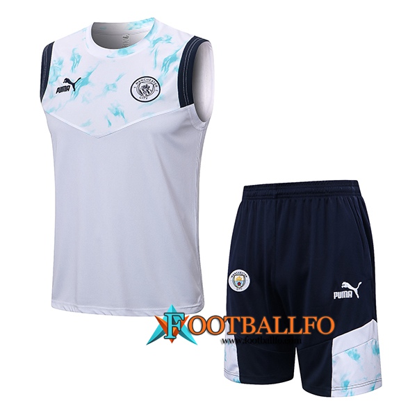 Camiseta Entrenamiento + Cortos Manchester City Blanco 2022/2023