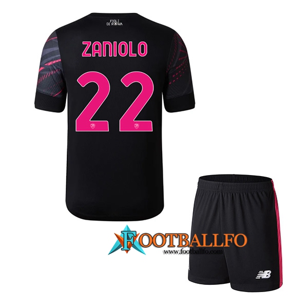 Camisetas De Futbol AS Roma (ZANIOLO #22) Ninos Tercera 2022/2023