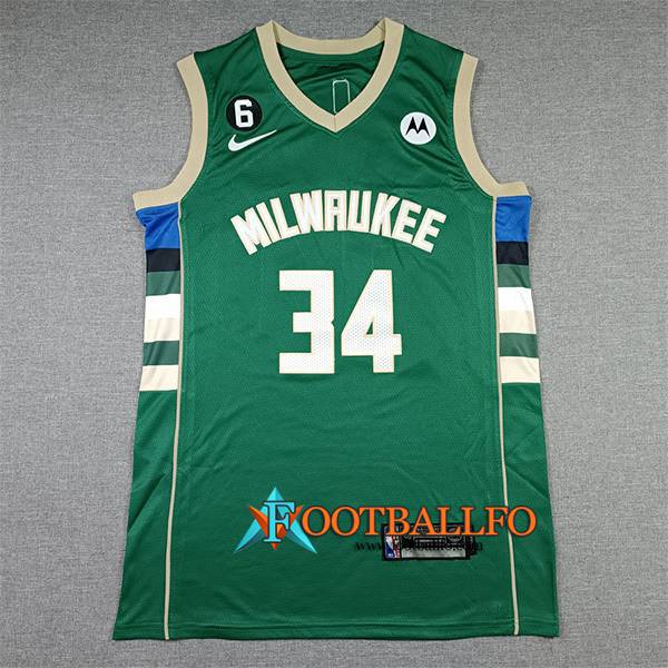 Camisetas Milwaukee Bucks (ANTETOKOUNMPO #34) 2022/23 Verde