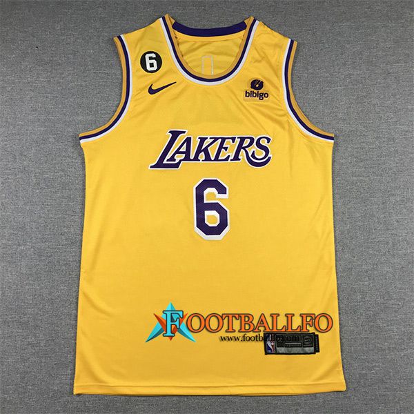 Camisetas Los Angeles Lakers (JAMES #6) 2022/23 Amarillo