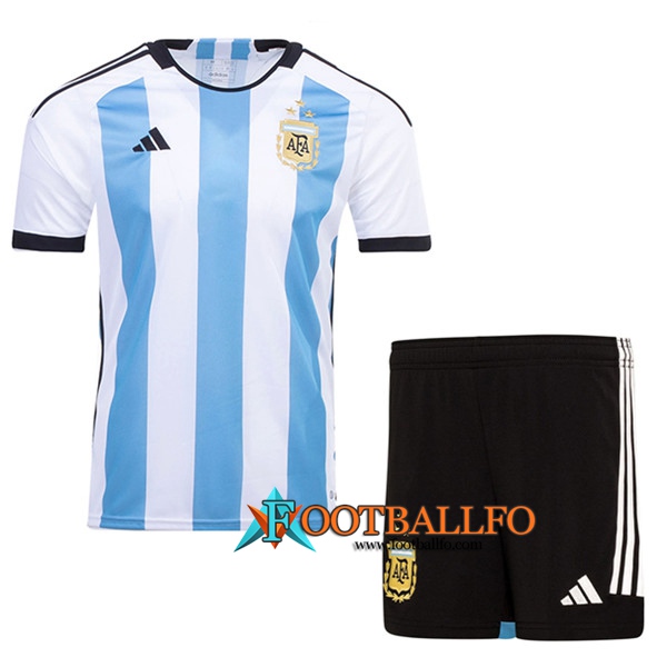 Camisetas De Futbol Argentina 3 Stars Ninos Primera Copa Del Mundo 2022