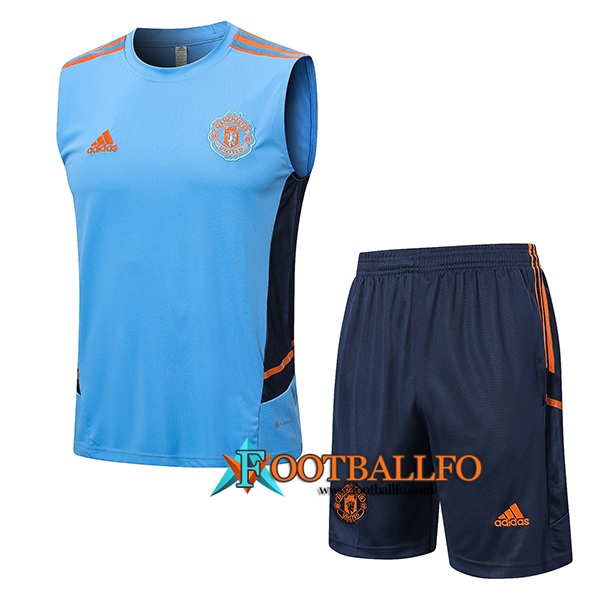 Camiseta Entrenamiento + Cortos Manchester United Azul Claro 2022/2023