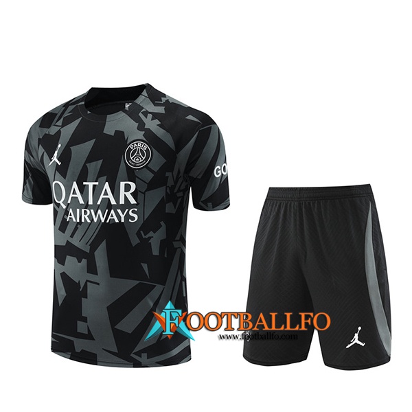 Camiseta Entrenamiento + Cortos Jordan PSG Gris/Negro 2022/2023