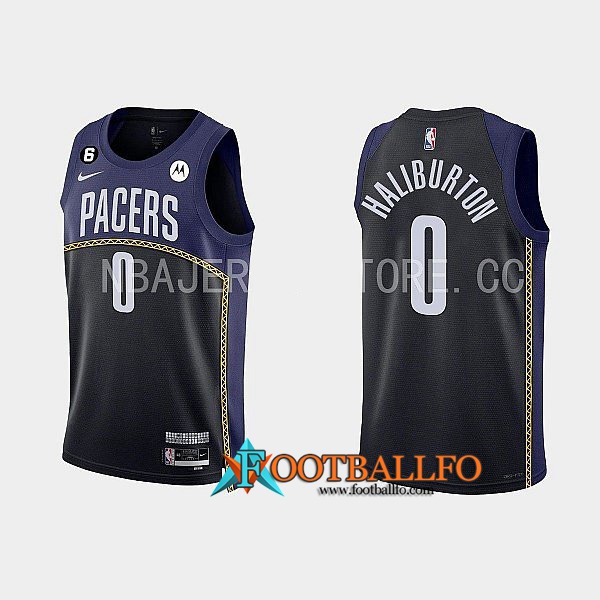 Camisetas Indiana Pacers (HALIBURTON #0) 2022/23 Negro/Azul