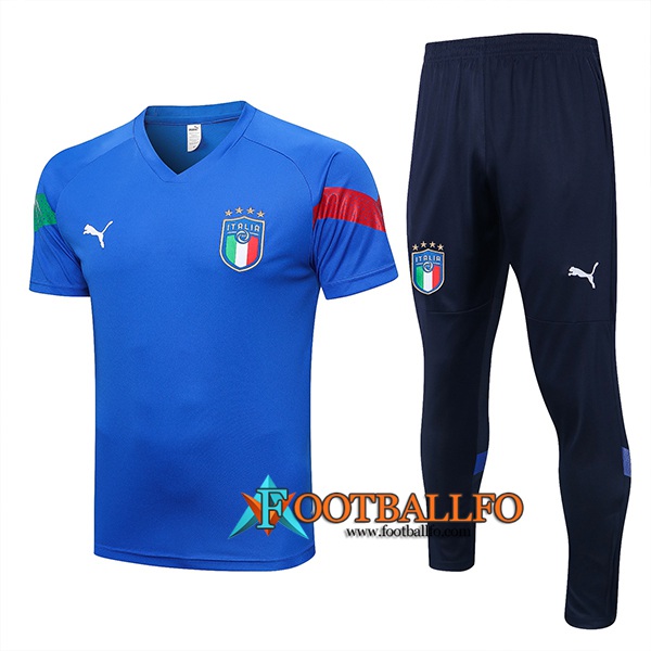 Camiseta Entrenamiento + Cortos Italia Azul 2023/2023