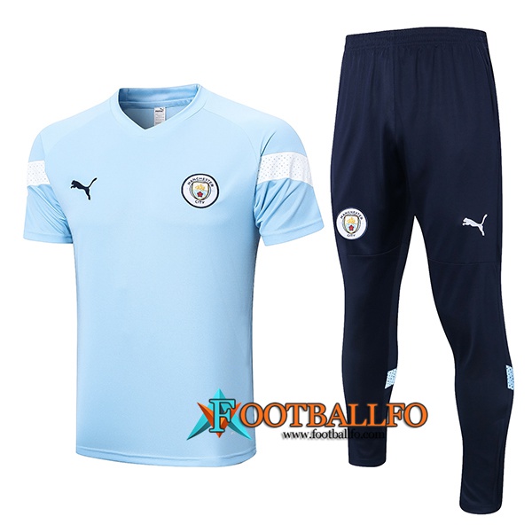 Camiseta Entrenamiento + Cortos Manchester City Azul Claro 2023/2023