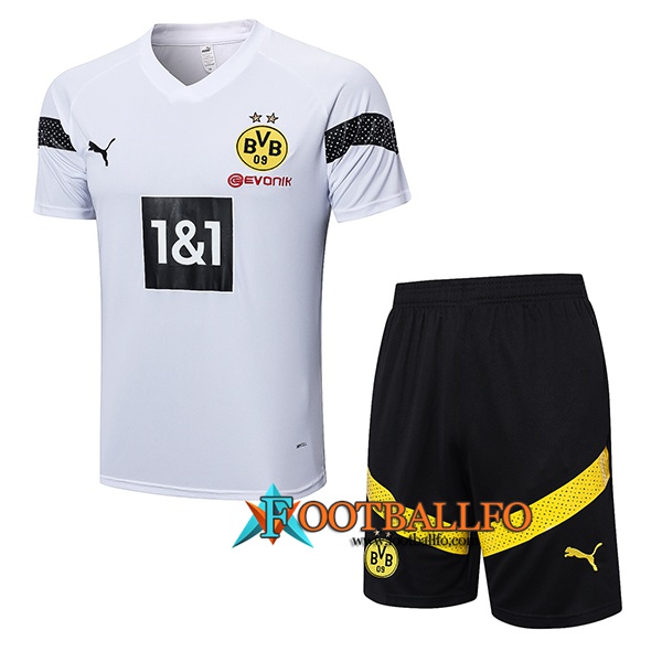 Camiseta Entrenamiento + Cortos Dortmund Blanco 2023/2023