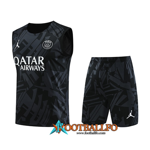 Camiseta Entrenamiento sin mangas + Cortos PSG Jordan Negro 2023/2024