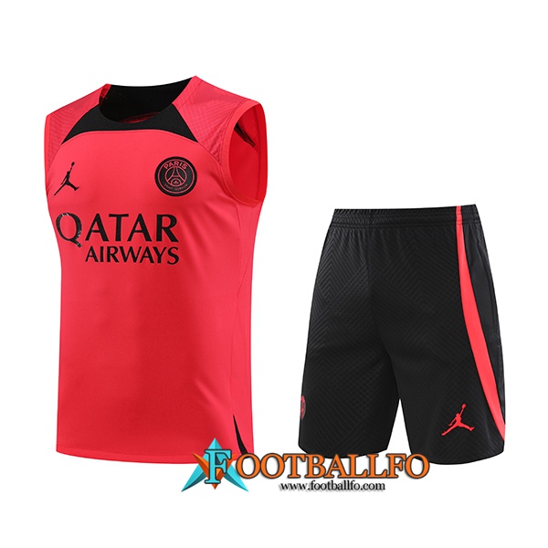 Camiseta Entrenamiento sin mangas + Cortos PSG Jordan Rojo 2023/2024