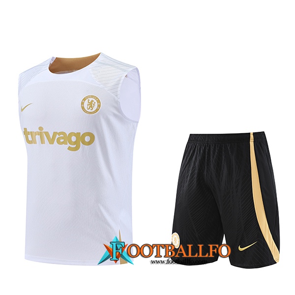 Camiseta Entrenamiento sin mangas + Cortos FC Chelsea Blanco 2023/2024