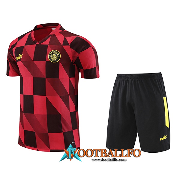 Camiseta Entrenamiento + Cortos Manchester City Rojo 2023/2024