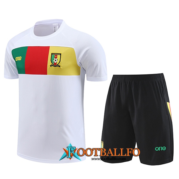 Camiseta Entrenamiento + Cortos Camerún Blanco 2023/2024
