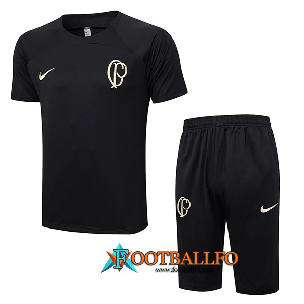 Camiseta Entrenamiento + Cortos Corinthians Negro 2023/2024